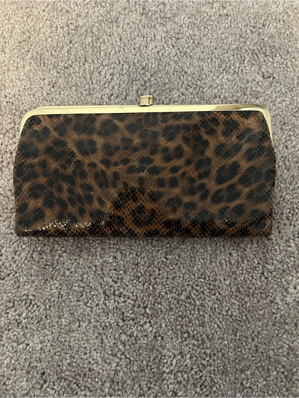 HOBO Leopard Print Clutch Wallet with Gold Trim - Picture 2 of 4